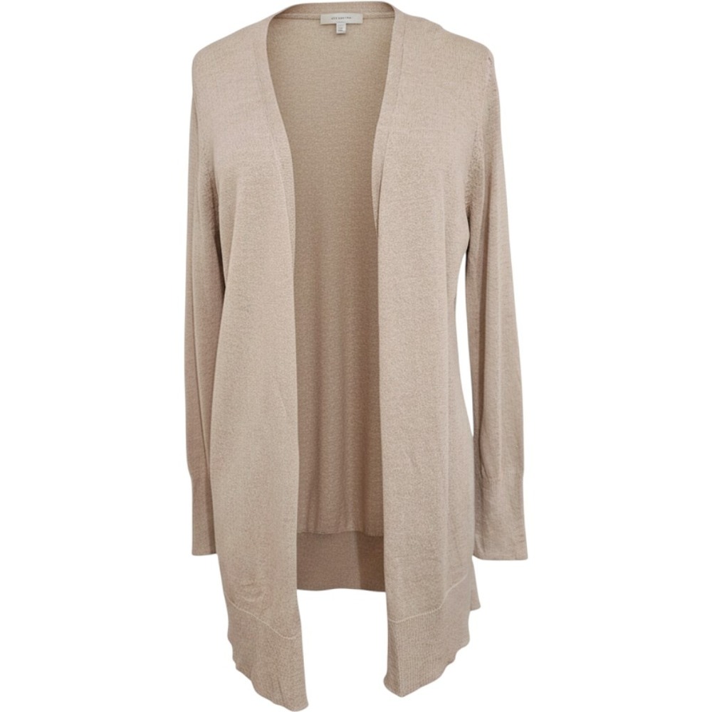New Halogen Linen Blend Open Front Cardigan Tan Cobblestone Large Coastal Chic